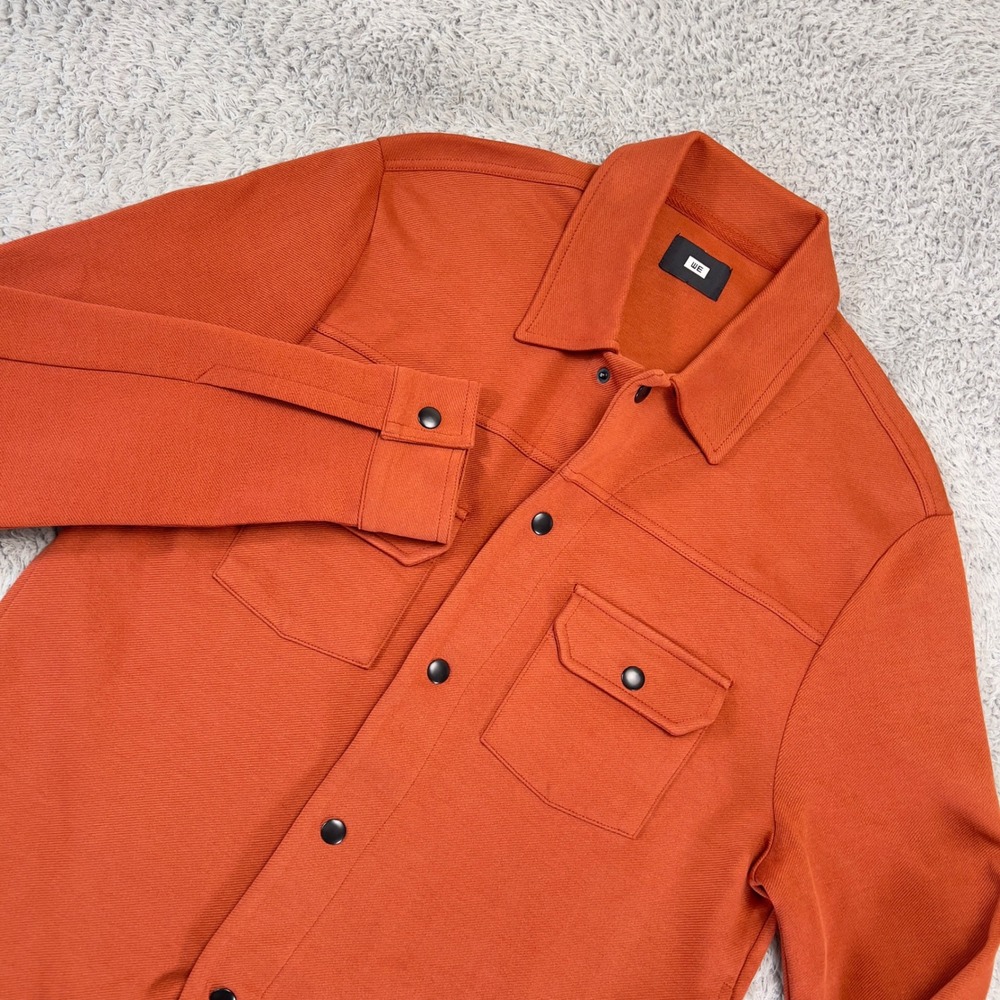 WE Fashion Harry Shirt Jacket Mens M Rust Orange Cotton Blend Chore Coat Snap